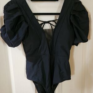 Sporlike one piece black bathing suit S